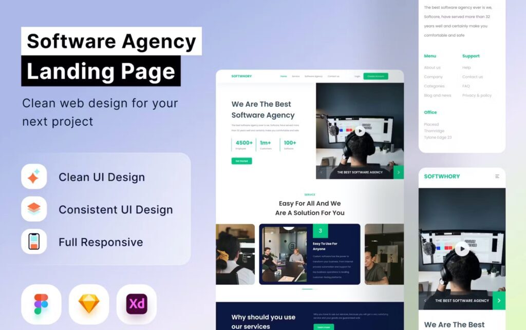 The Top 10 Web Design Trends in 2026 (For Small Business Websites) 3 Software Agency Landing Page Graphic Templates Envato Elements 2023 10 09 at 9.18.43 PM